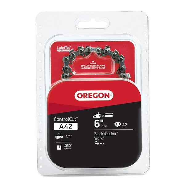 Oregon ControlCut Chainsaw Chain 6", 1/4" Pitch, .050 Gauge, 42 Drive Links A42 - main
